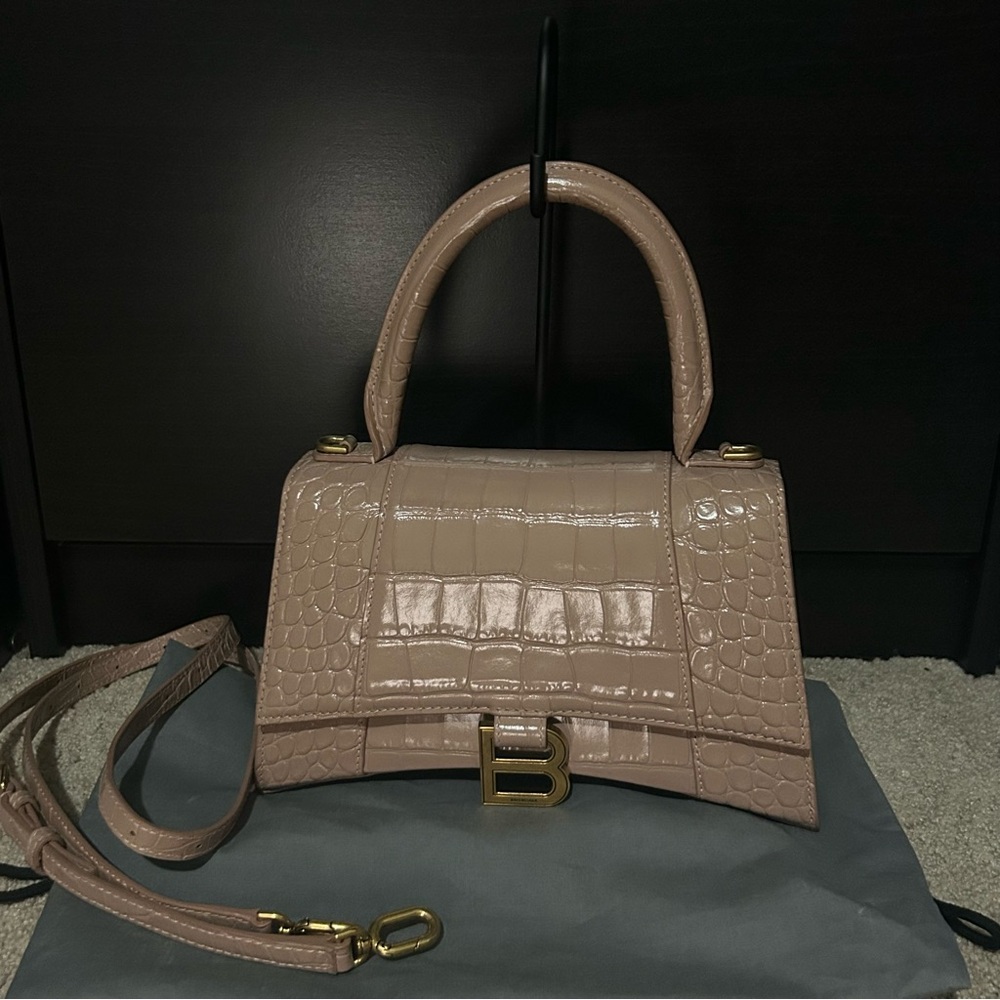 BALENCIAGA WOMEN'S HOURGLASS SMALL HANDBAG - NUDE